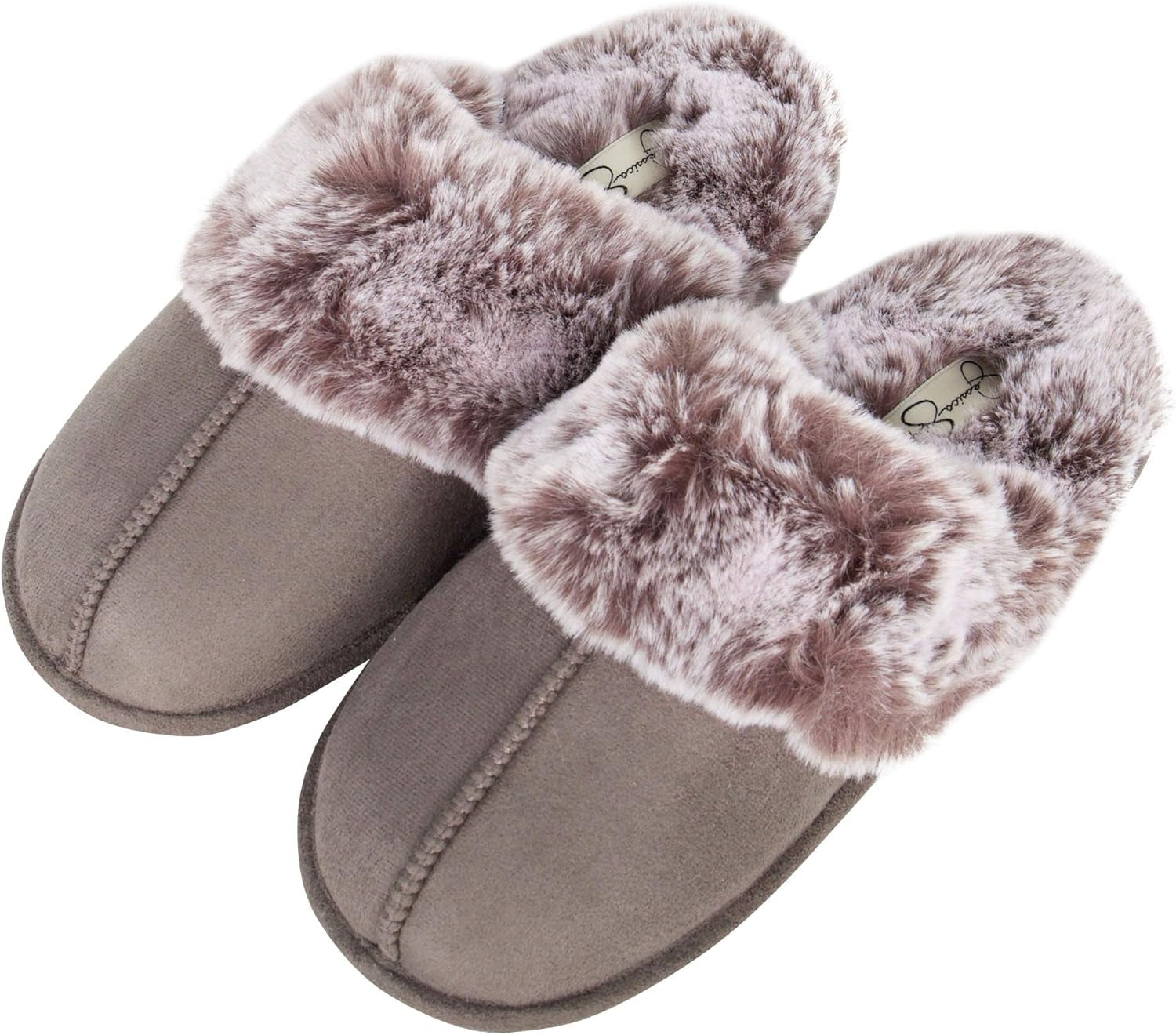 Womens Comfy Faux Fur House Slipper Scuff Memory Foam Slip on Anti-Skid Soleslipper