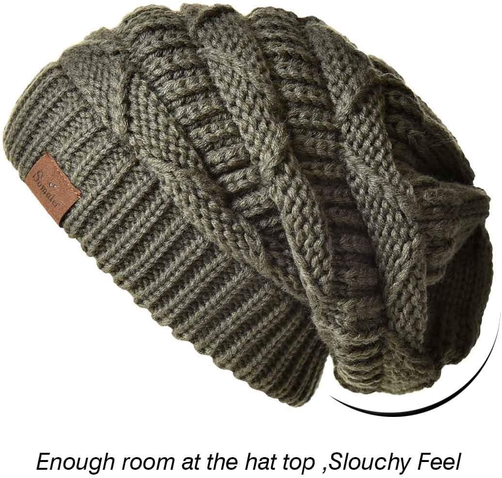Knit Beanie Hat for Women Oversize Chunky Winter Slouchy Beanie Hats Ski Cap
