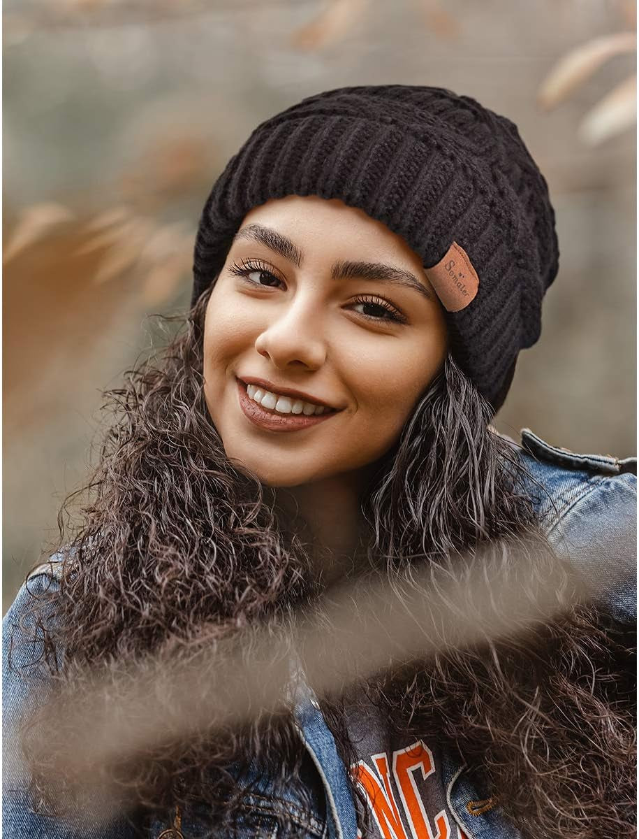 Knit Beanie Hat for Women Oversize Chunky Winter Slouchy Beanie Hats Ski Cap